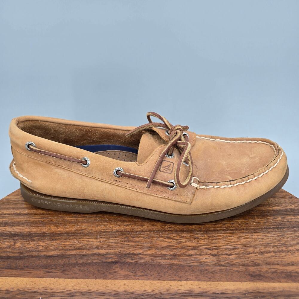 Sperry Top-Sider Boat Shoes Mens 10 M Sahara Brown Leather 2-Eye Casual Deck